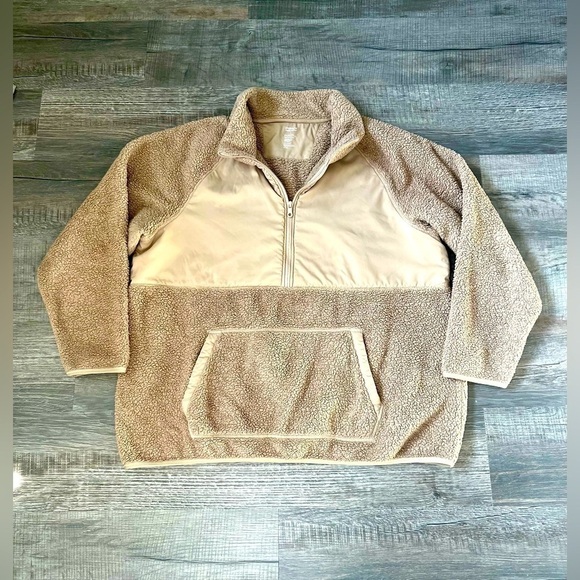 Girlfriend Collective Mushroom Everyone Half-Zip Fleece 9 Teddy Pullover Tan 3XL - Picture 6 of 9